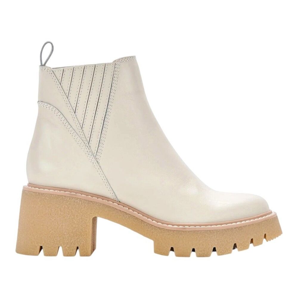 Dolce Vita Cream Leather Platform Chelsea Boots